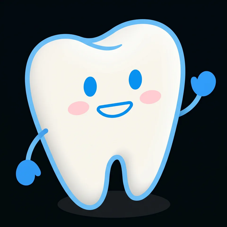 Braceys tooth mascot waving hello
